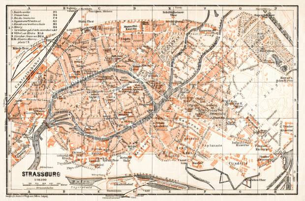 Strassburg (Strasbourg) city map, 1906. Use the zooming tool to explore in higher level of detail. Obtain as a quality print or high resolution image