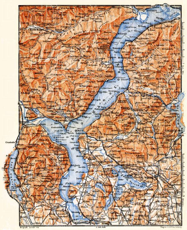 Lake Majeur map, 1897. Use the zooming tool to explore in higher level of detail. Obtain as a quality print or high resolution image