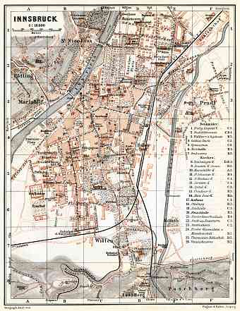 Innsbruck city map, 1910