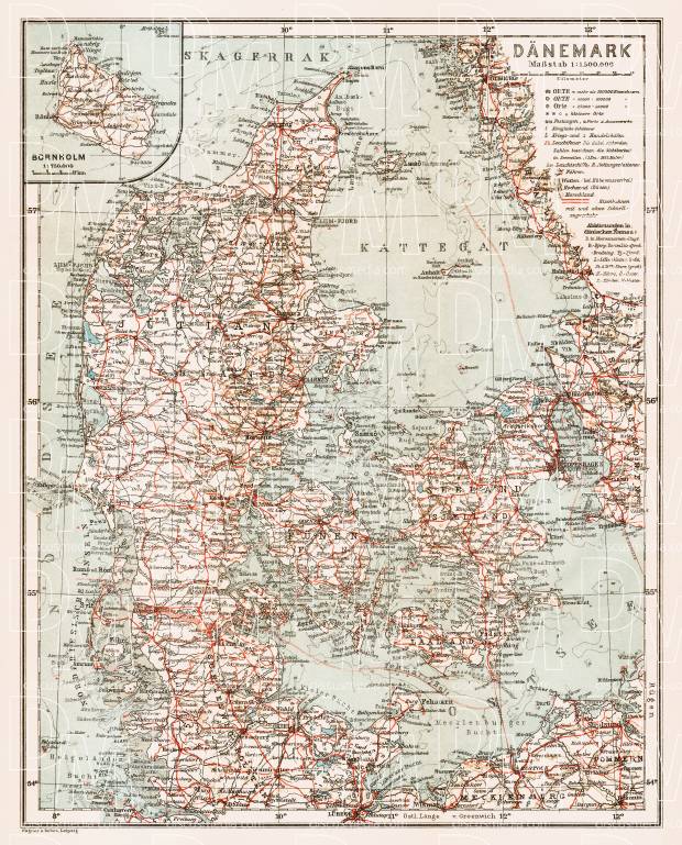 Denmark General Map, 1931. Use the zooming tool to explore in higher level of detail. Obtain as a quality print or high resolution image