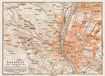 Budapest and its environs map, 1914