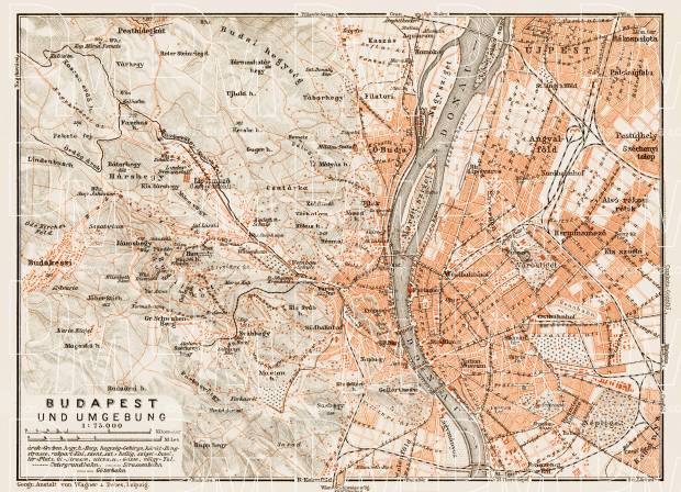 Budapest and its environs map, 1914. Use the zooming tool to explore in higher level of detail. Obtain as a quality print or high resolution image