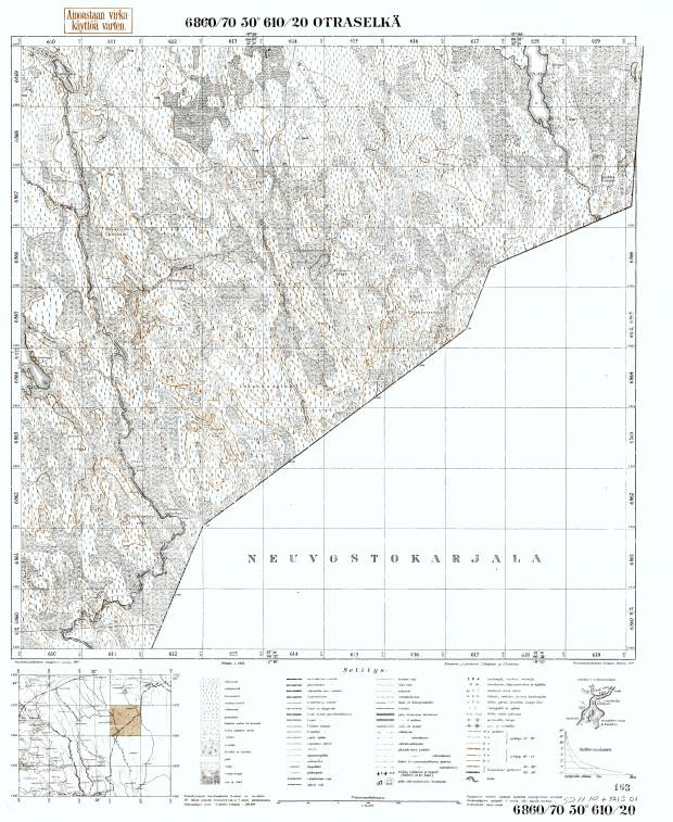 Otraselga Village Site (Kollasjoki, River). Otraselkä. Topografikartta 521110, 521301. Topographic map from 1940. Use the zooming tool to explore in higher level of detail. Obtain as a quality print or high resolution image