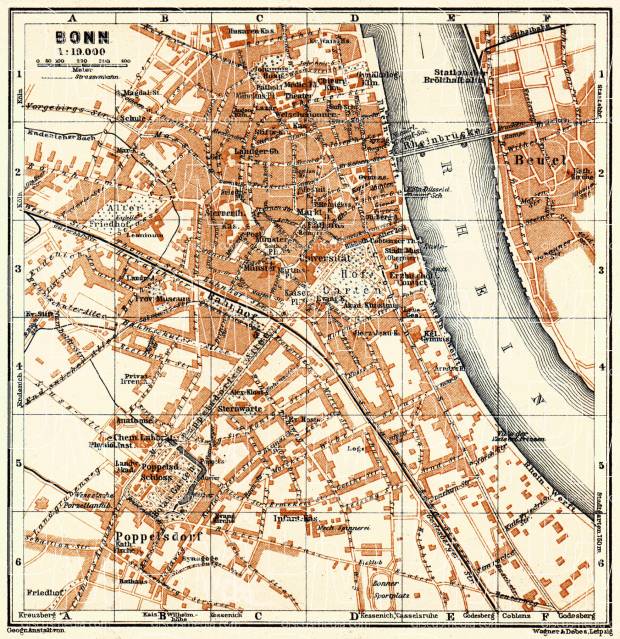 Bonn city map, 1905. Use the zooming tool to explore in higher level of detail. Obtain as a quality print or high resolution image