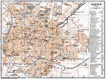 Aachen city map, 1905