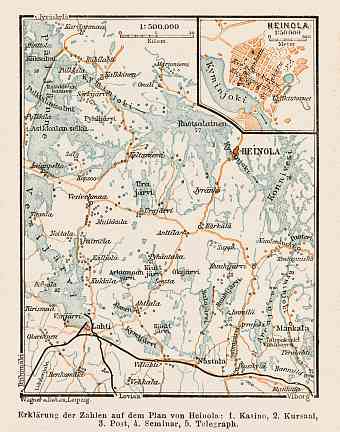 Heinola town plan with Mankala rapids area (to Lahti), 1929