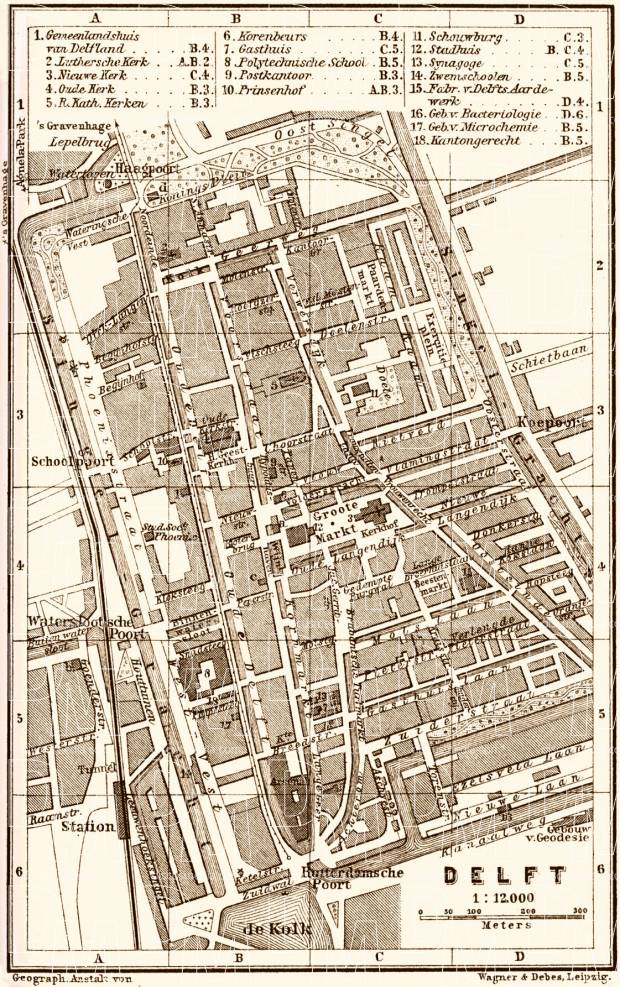 Delft city map, 1904. Use the zooming tool to explore in higher level of detail. Obtain as a quality print or high resolution image