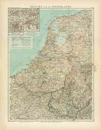 Belgium and the Netherlands Map, 1905