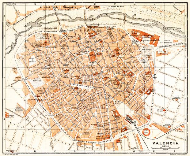 Valencia city map, 1899. Use the zooming tool to explore in higher level of detail. Obtain as a quality print or high resolution image