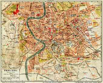 Rome (Roma) city map (legend in Russian), 1903