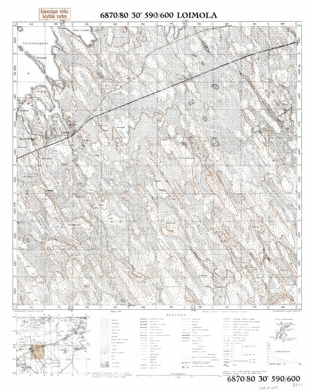 Loimola. Topografikartta 521105. Topographic map from 1940. Use the zooming tool to explore in higher level of detail. Obtain as a quality print or high resolution image