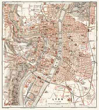 Lyon city map, 1902