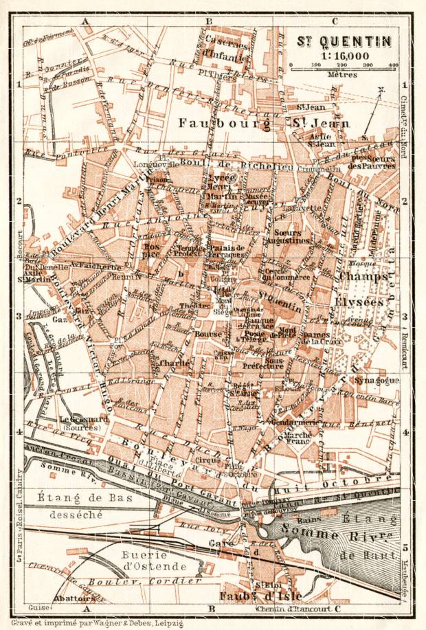 Saint-Quentin town plan, 1909. Use the zooming tool to explore in higher level of detail. Obtain as a quality print or high resolution image