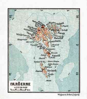 Faroe Islands (Færøerne) map, 1931
