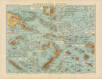 Polynesian Island Groups Map (in Russian), 1910