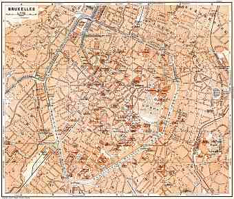 Brussels (Brussel, Bruxelles) city map, 1904