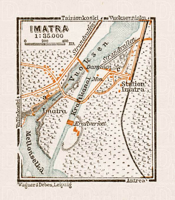 Imatra town plan, 1929. Use the zooming tool to explore in higher level of detail. Obtain as a quality print or high resolution image