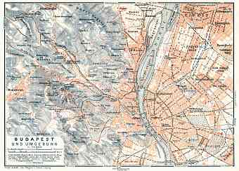 Budapest and its environs map, 1913