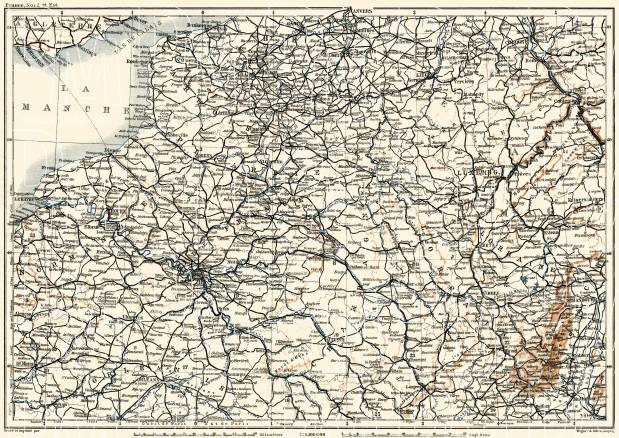 France, northeastern part map, 1913. Use the zooming tool to explore in higher level of detail. Obtain as a quality print or high resolution image