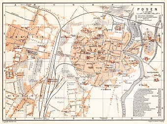 Poznań (Posen) city map, 1911