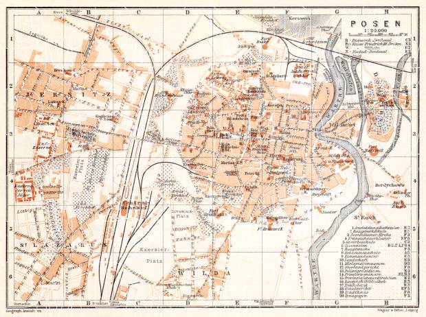 Poznań (Posen) city map, 1911. Use the zooming tool to explore in higher level of detail. Obtain as a quality print or high resolution image