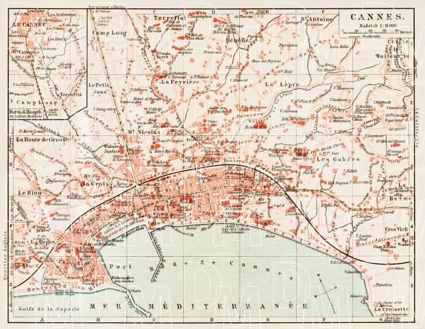 Cannes city map, 1913. Use the zooming tool to explore in higher level of detail. Obtain as a quality print or high resolution image