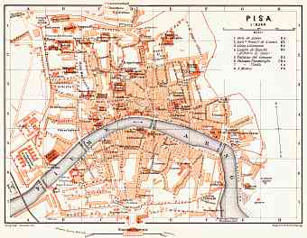 Pisa city map, 1908