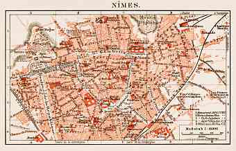 Nîmes city map, 1913