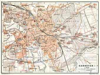 Hannover city map, 1906
