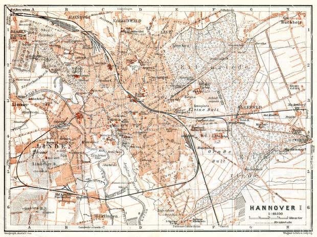 Hannover city map, 1906. Use the zooming tool to explore in higher level of detail. Obtain as a quality print or high resolution image