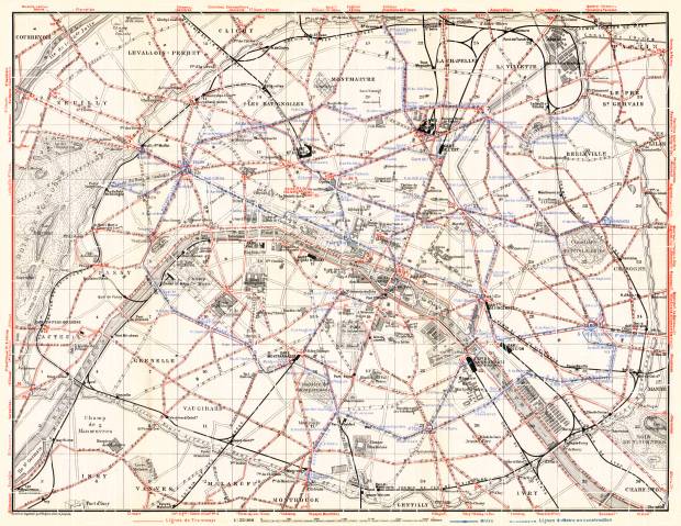 Paris Tramway and Metro Network map, 1910. Use the zooming tool to explore in higher level of detail. Obtain as a quality print or high resolution image