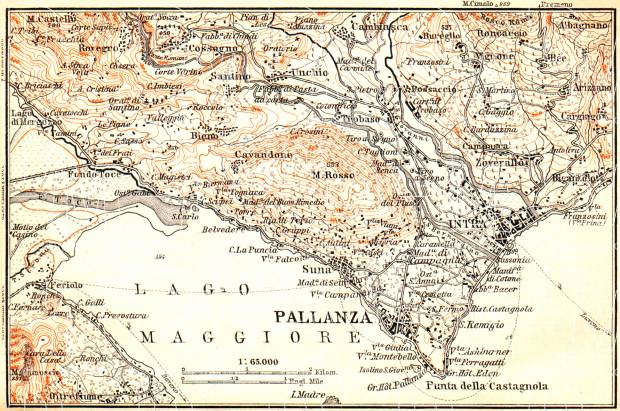 Pallanza and environs map, 1897. Use the zooming tool to explore in higher level of detail. Obtain as a quality print or high resolution image