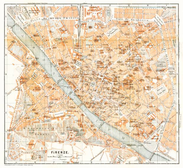 Florence (Firenze) city map, 1898. Use the zooming tool to explore in higher level of detail. Obtain as a quality print or high resolution image