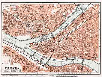 Pittsburg (Pittsburgh) city map, 1909