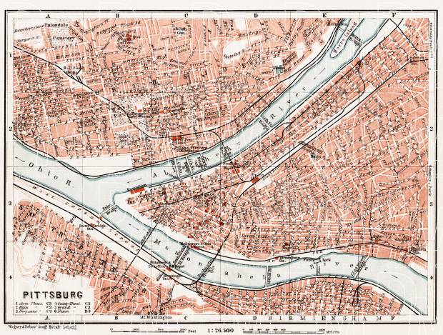 Pittsburg (Pittsburgh) city map, 1909. Use the zooming tool to explore in higher level of detail. Obtain as a quality print or high resolution image