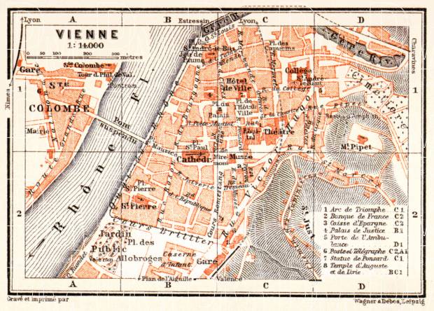 Vienne city map, 1913. Use the zooming tool to explore in higher level of detail. Obtain as a quality print or high resolution image