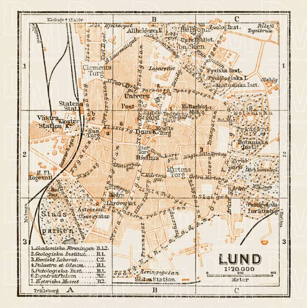 Lund town plan, 1929. Use the zooming tool to explore in higher level of detail. Obtain as a quality print or high resolution image
