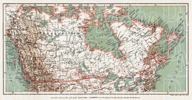 General Map of the British North America, 1907. Use the zooming tool to explore in higher level of detail. Obtain as a quality print or high resolution image