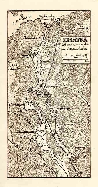 Imatra environs map: Vuoksenniska, Tainionkoski, Vallinkoski. In Russian. 1913
