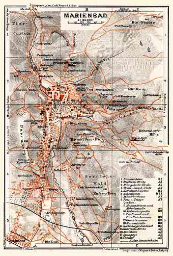 Marienbad (Mariánské Lázne) city map, 1911