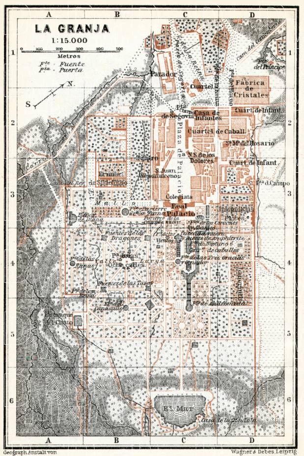 La Granja de San Ildefonso, town and palace park map, 1913. Use the zooming tool to explore in higher level of detail. Obtain as a quality print or high resolution image