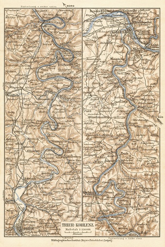 Map of the Course of the Mosel River from Koblenz to Trier, 1927