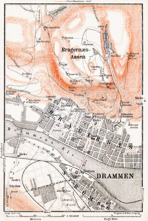 Drammen town plan, 1910. Use the zooming tool to explore in higher level of detail. Obtain as a quality print or high resolution image