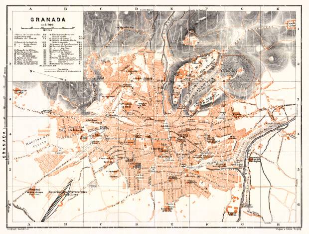 Granada city map, 1929. Use the zooming tool to explore in higher level of detail. Obtain as a quality print or high resolution image