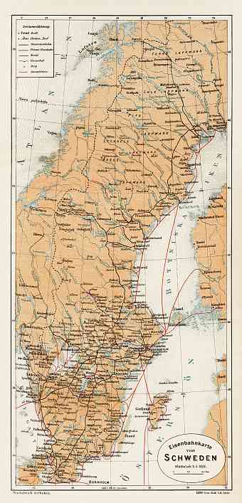 Sweden General Map, 1899