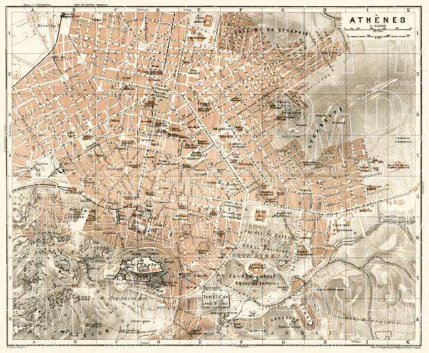 Athens (Αθήνα) city map, 1911. Use the zooming tool to explore in higher level of detail. Obtain as a quality print or high resolution image