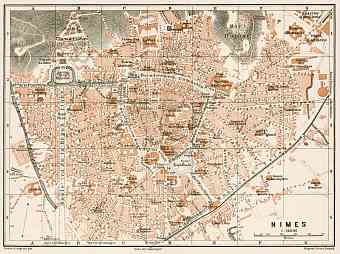 Nîmes city map, 1902