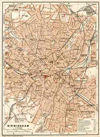 Birmingham city map, 1906