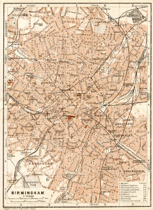 Birmingham city map, 1906. Use the zooming tool to explore in higher level of detail. Obtain as a quality print or high resolution image