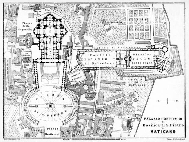 Vatican City (Holy See) map, 1898. Use the zooming tool to explore in higher level of detail. Obtain as a quality print or high resolution image